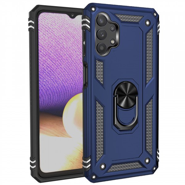 Wholesale Tech Armor Ring Stand Grip Case with Metal Plate for Samsung Galaxy A32 5G (Navy Blue)